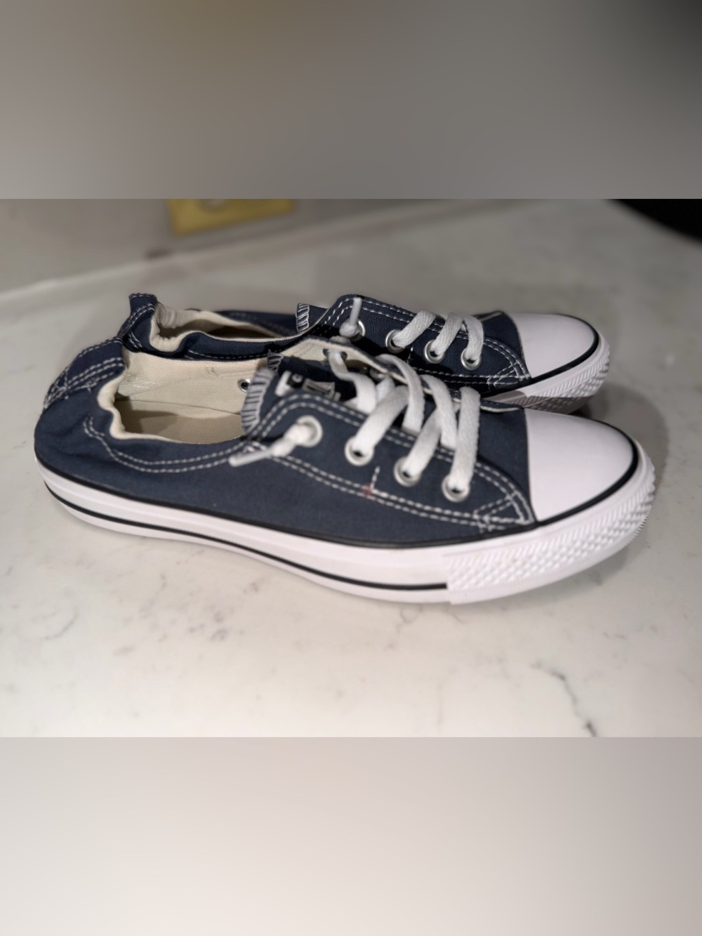 Classic Low-Top Canvas Sneakers in Navy and White